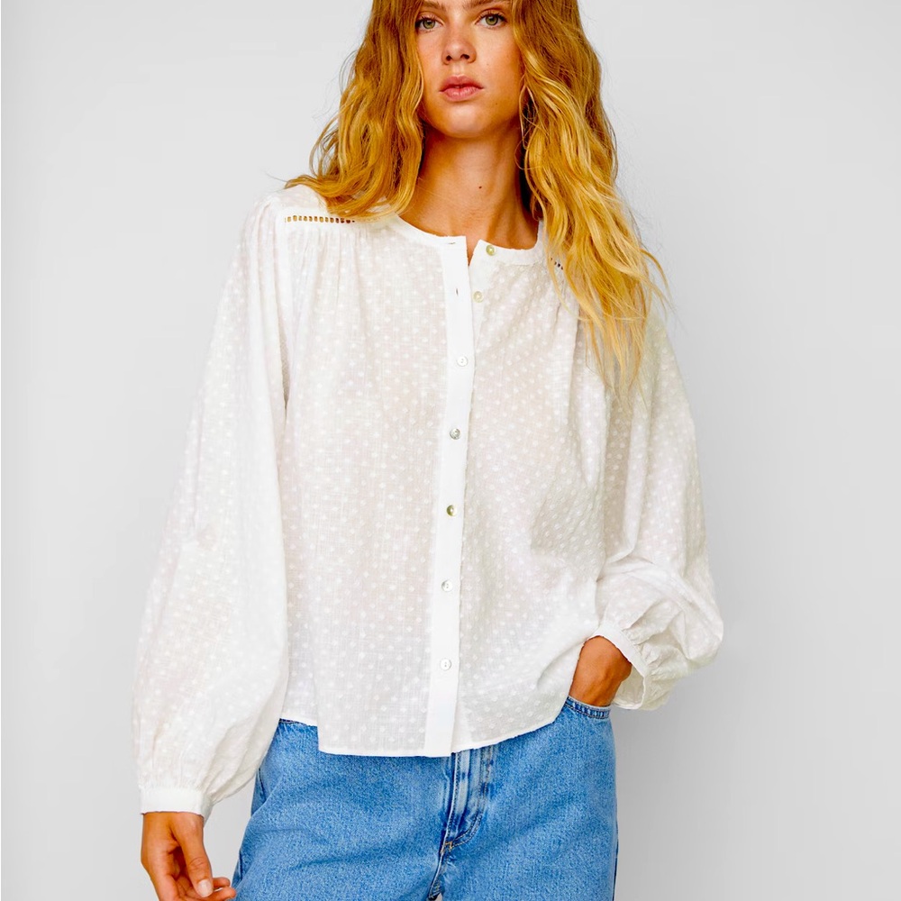 Mango Plumeti Blouse, size 2